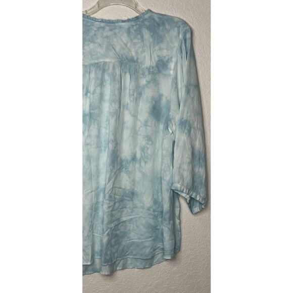 Torrid Indigo Blue Tie-dyed Peasant Top Shirt  Sz 4X 26W NWT Flowy - Picture 10 of 15
